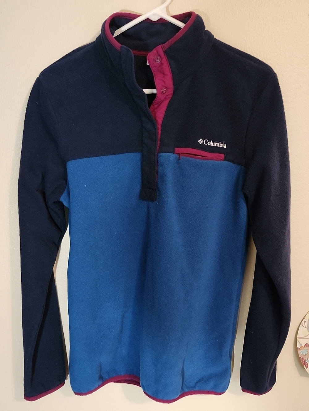 Columbia Navy, Bright Blue & Purple Trim Fleece Pullover